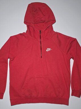 Nike Mens Orange and White 1/4 Zippered Long Sleeve Hoodie Size Medium